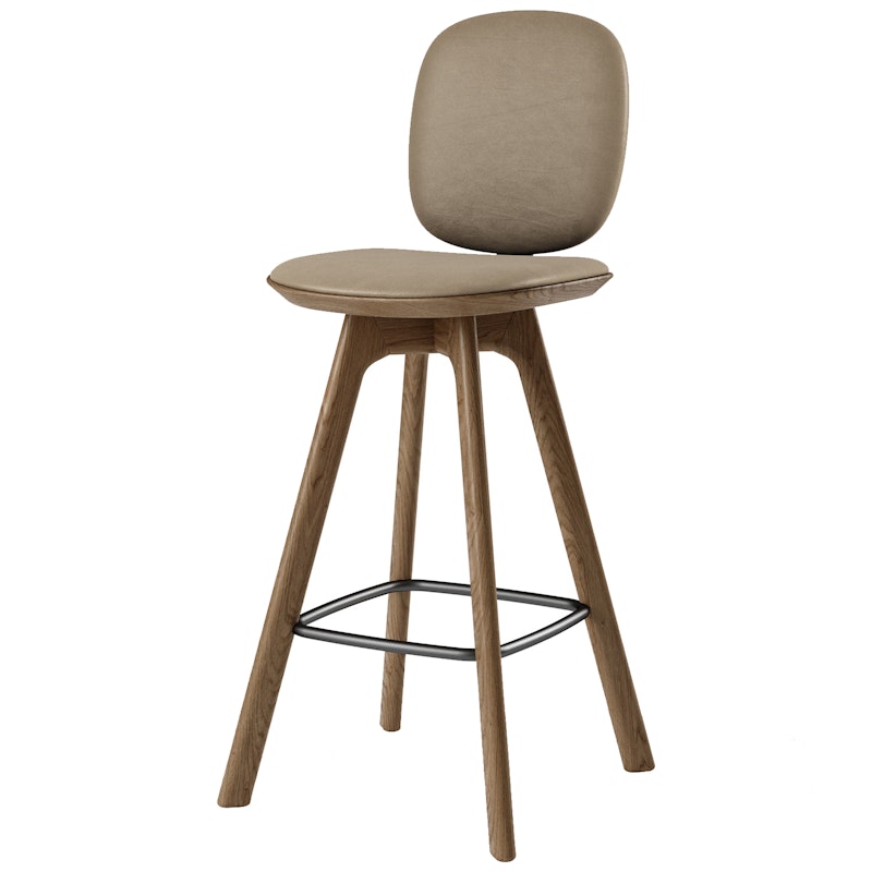 Pauline Comfort Bar Chair 65 cm, Fumed Oak / Leather Almond