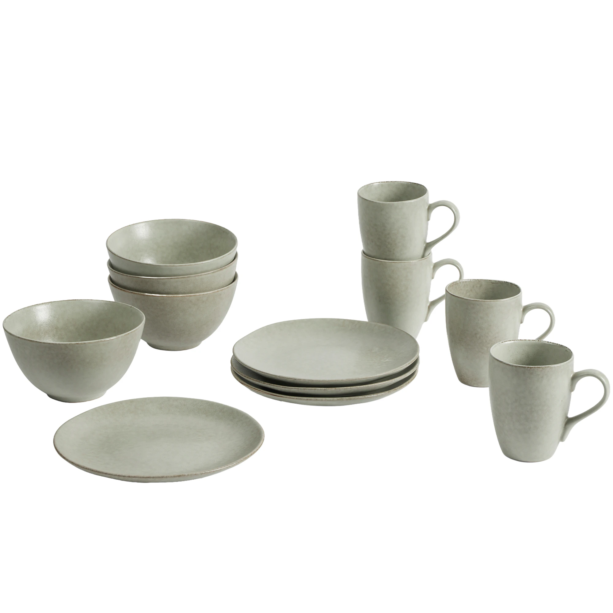 Nordic Marsh Breakfast Set 12 Pieces, Green | RoyalDesign