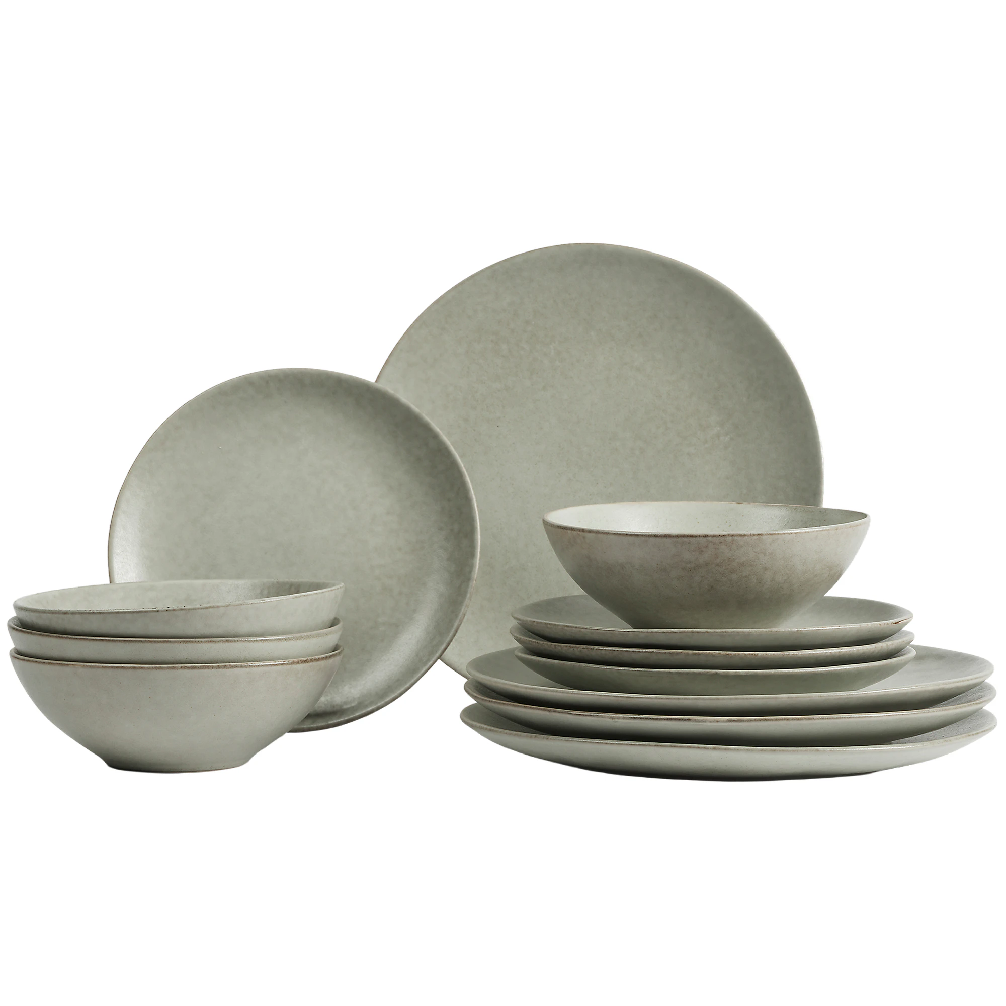 Nordic Marsh Tableware Set 12 Pieces, Green | RoyalDesign