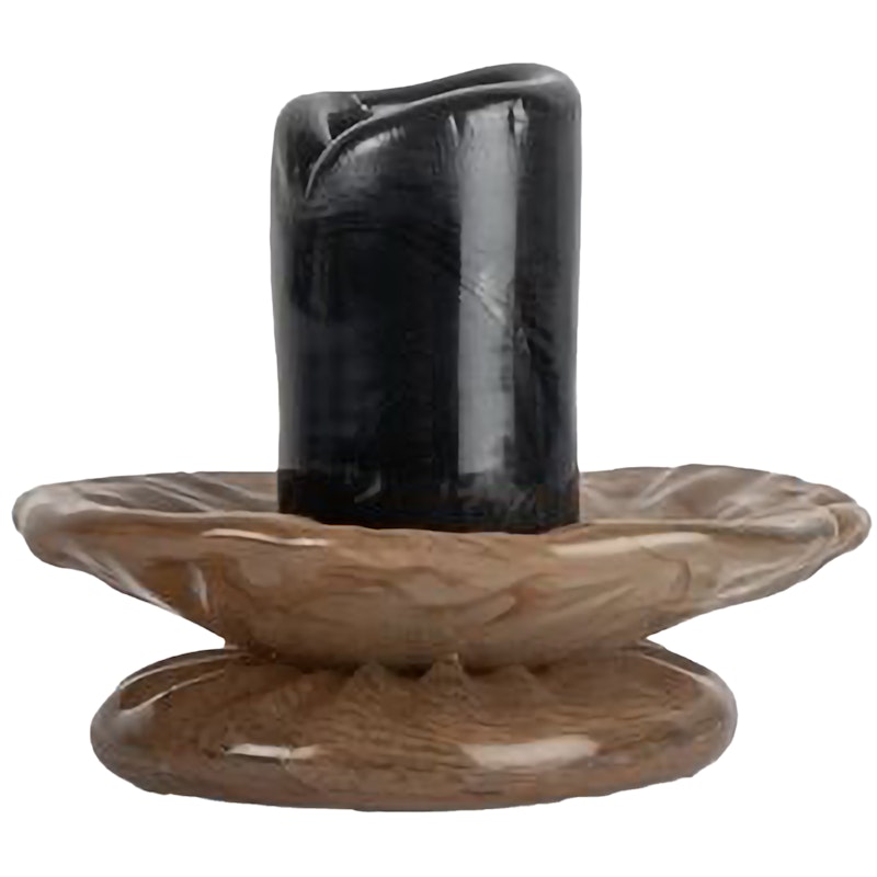 Lara Candlestick 9 cm, Black / Beige
