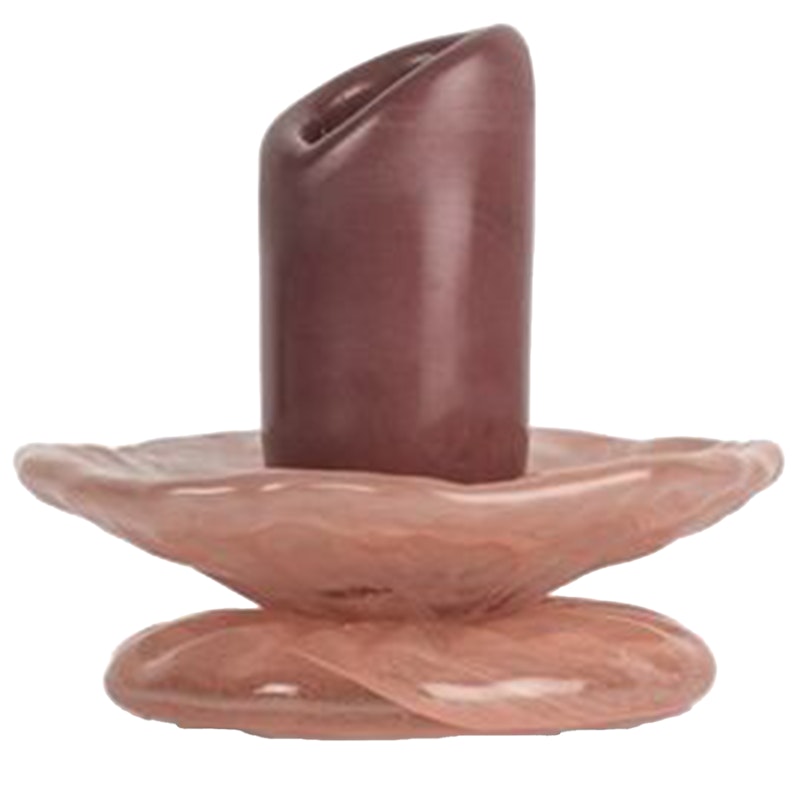Lara Candlestick 9 cm, Pink / Bordeaux