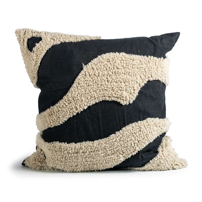 Fluffy Scatter Cushion 50x50 cm, Black / Beige
