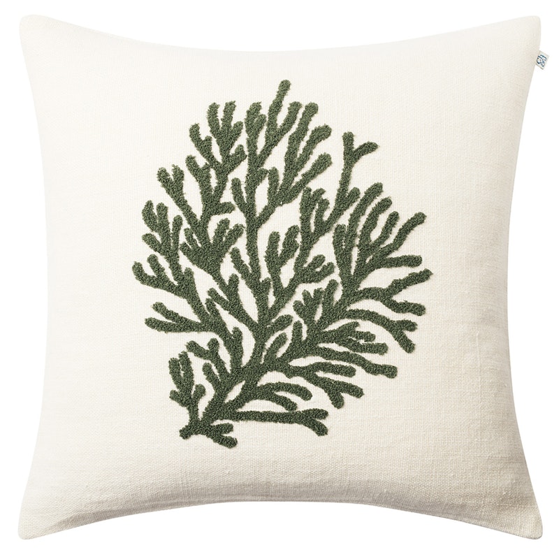 Coral Cushion Cover 50x50 cm, Off-white/Cactus Green