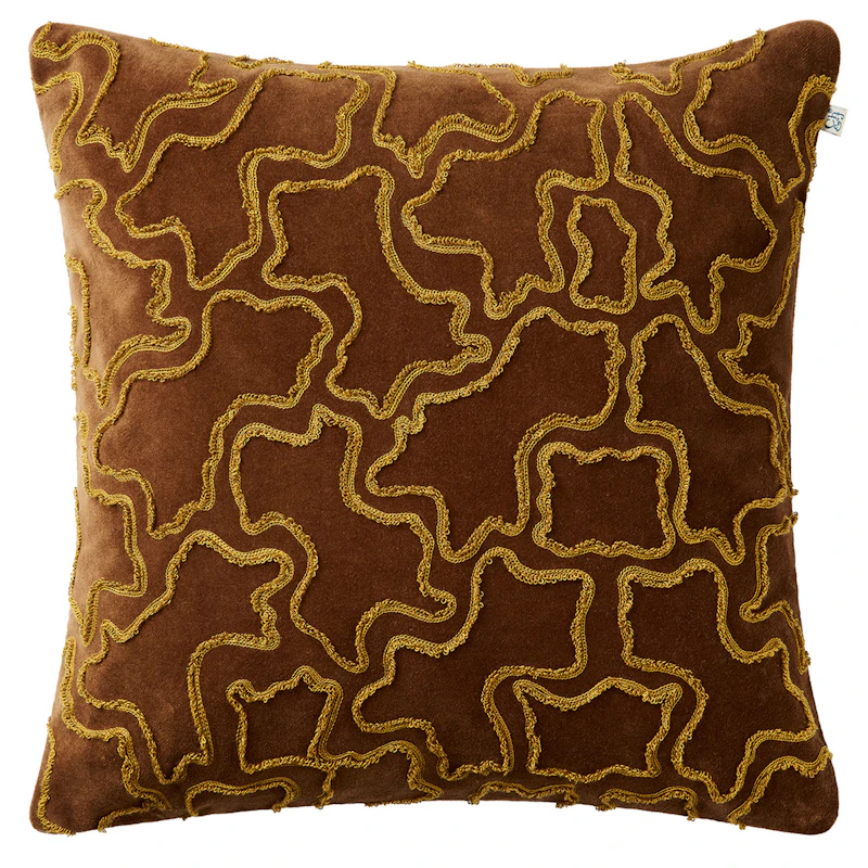 Ganga Cushion Cover, Cognac / Masala Yellow