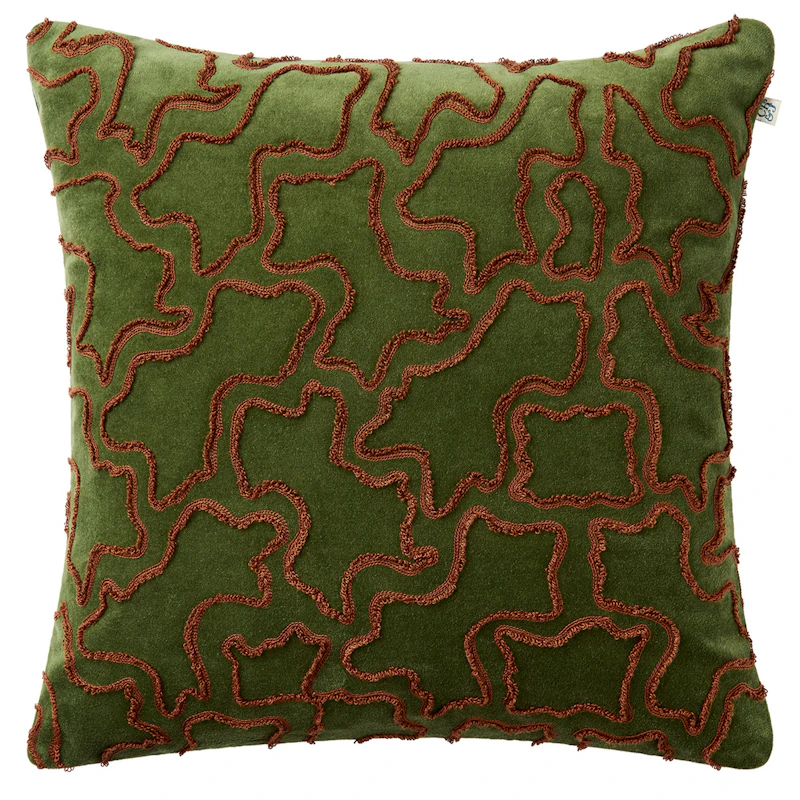 Ganga Cushion Cover, Terracotta / Cactus Green