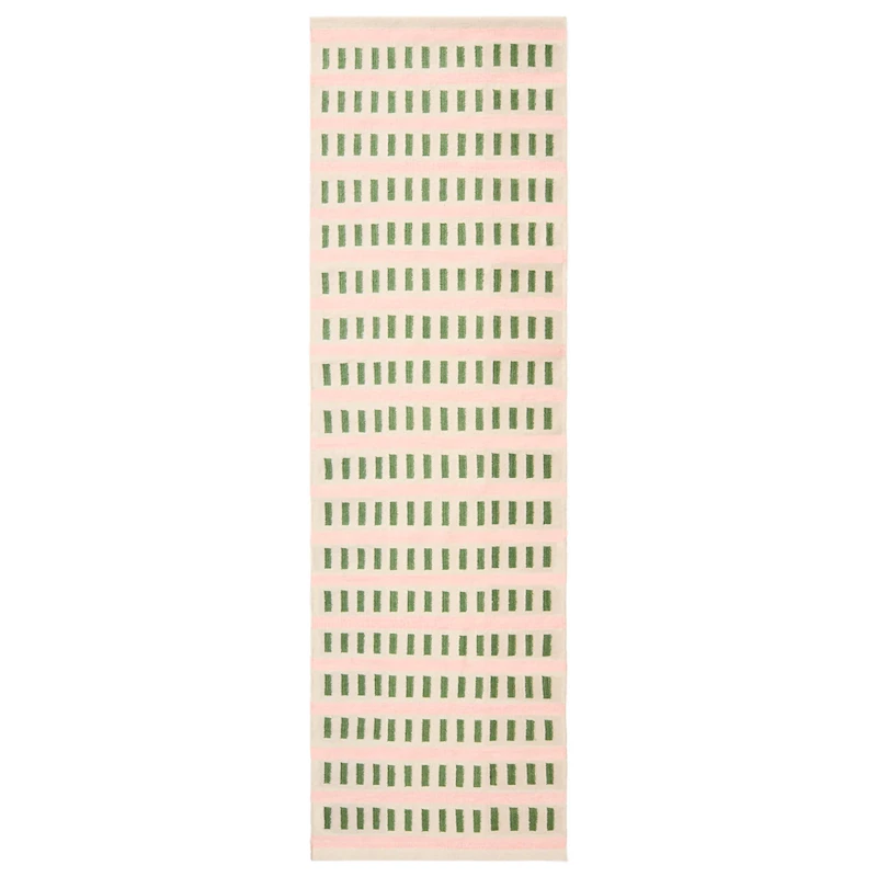Ladakh Wool Rug 80x250 cm, Off-white / Cactus Green
