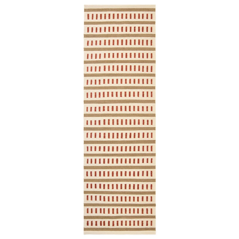 Ladakh Wool Rug 80x250 cm, White / Beige / Rust