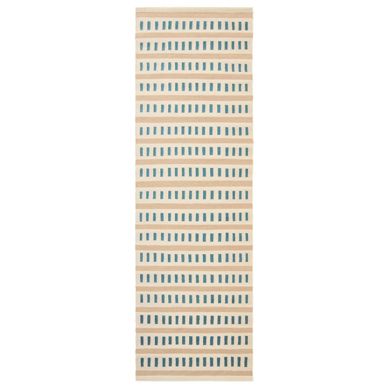 Ladakh Wool Rug 80x250 cm, Off-white / Sky Blue / Light Beige