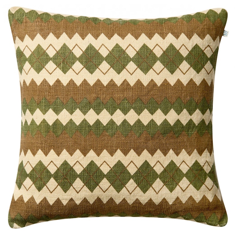 Nisha Cushion Cover 50x50 cm, Cactus Green / Taupe