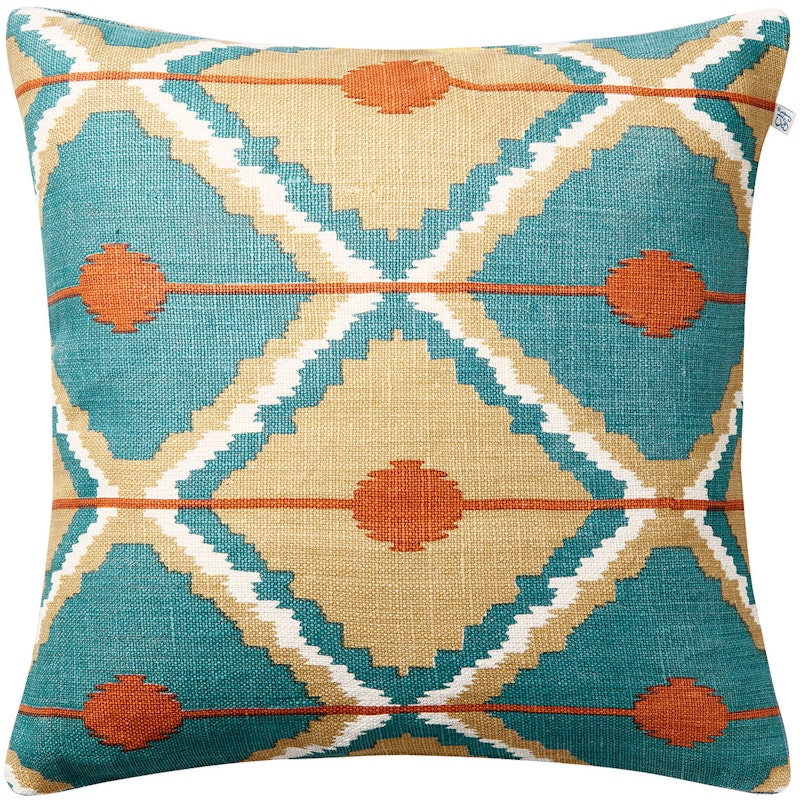 Pune Cushion Cover 50x50 cm, Apricot Orange / Khaki / Heaven Blue