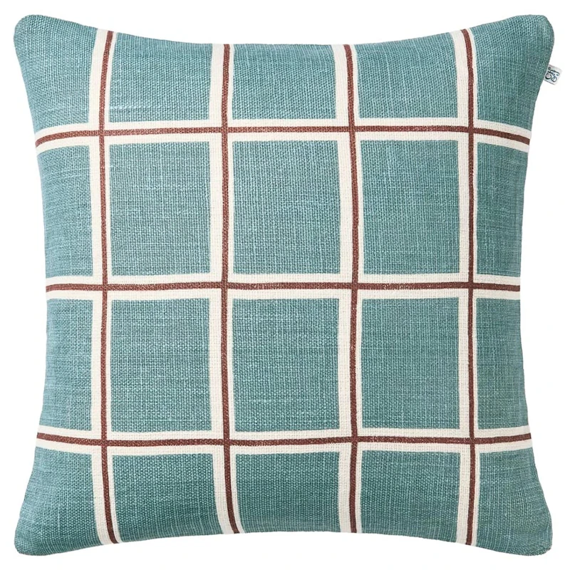 Raha Cushion Cover 50x50 cm, Terracotta / Sky Blue