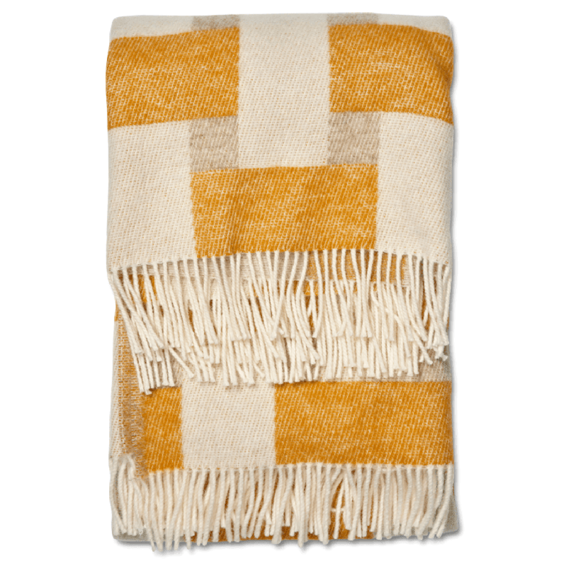 Weave Wool Plaid 130x180 cm, White / Beige / Yellow