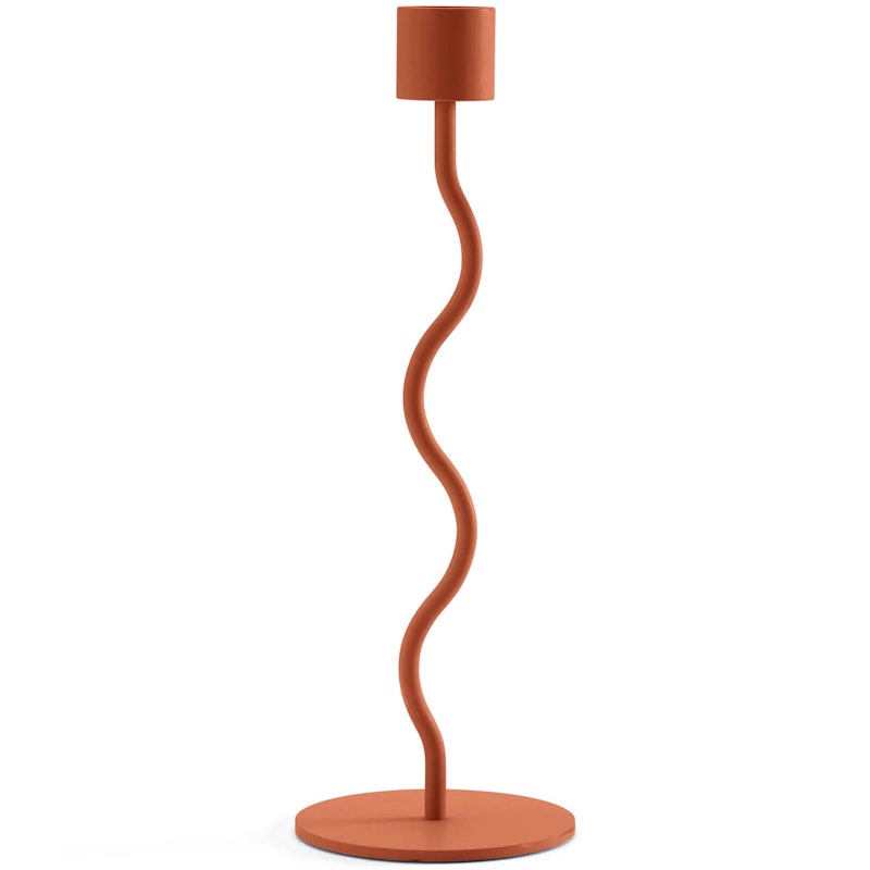 Curved Candle Holder, Brick Red