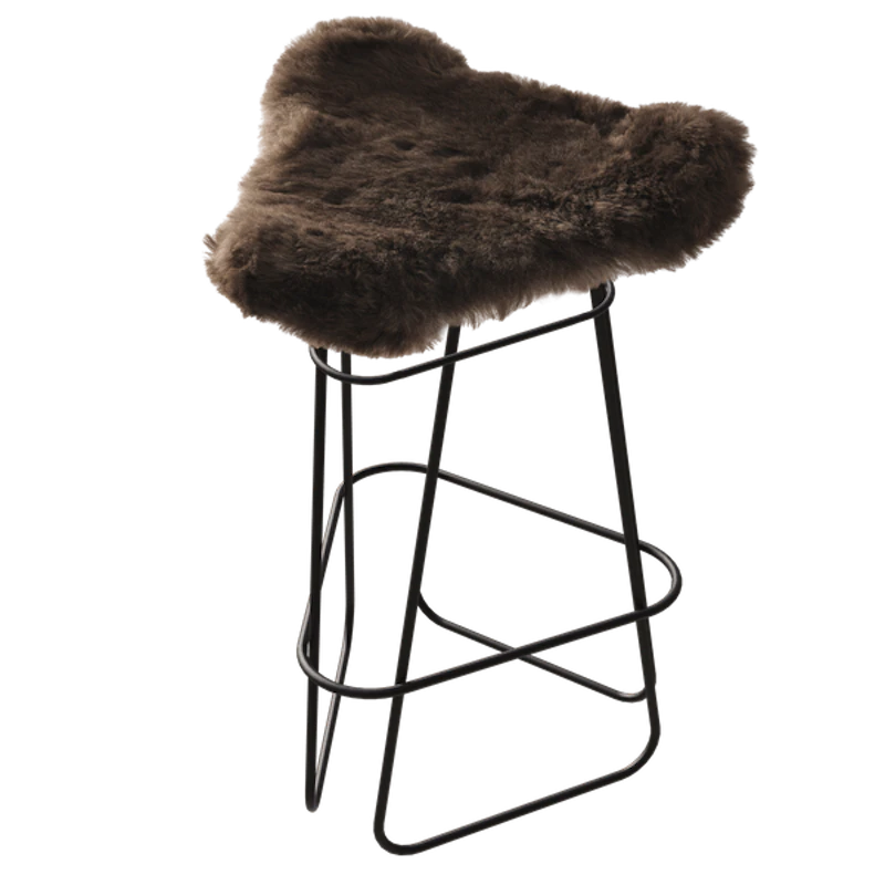 Iceland Barstool 65 cm, Black / Shorn Brown