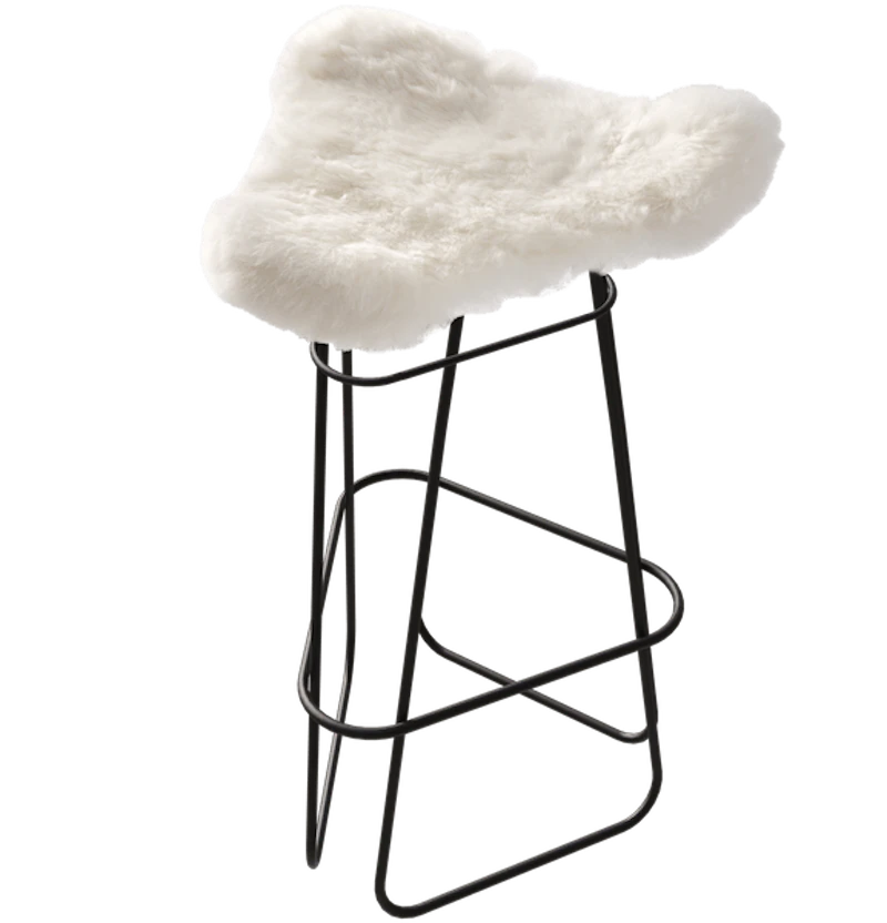Iceland Barstool 82 cm, Black / Shorn White