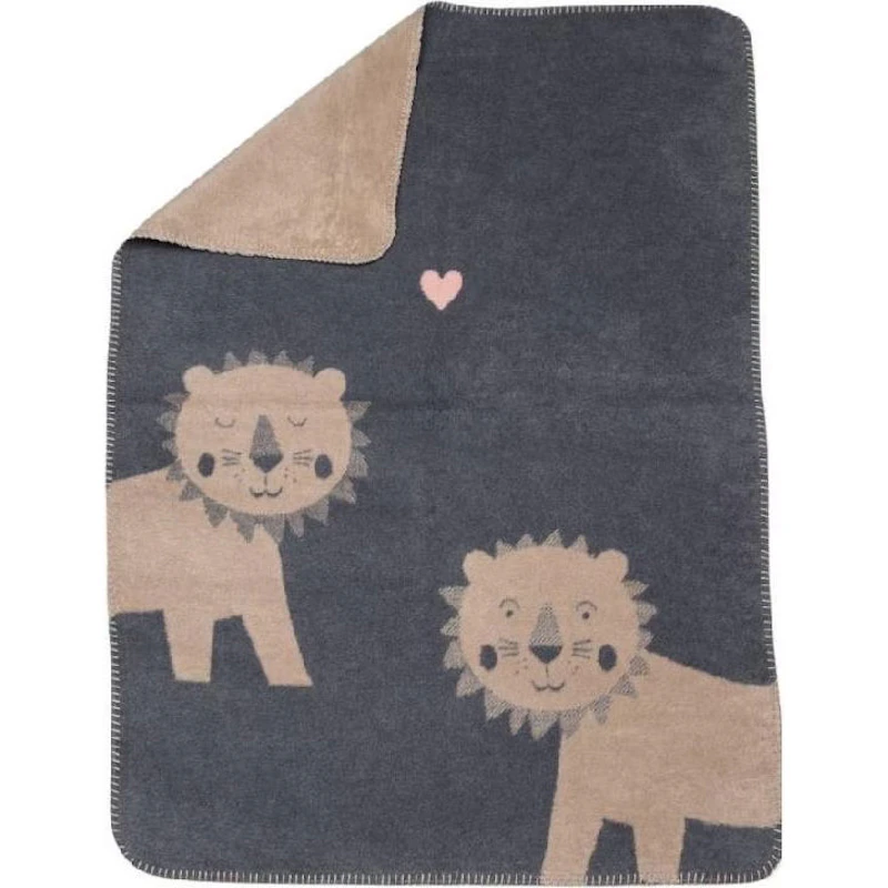 Mila Baby Blanket 75x100 cm Lion, Grey / Beige