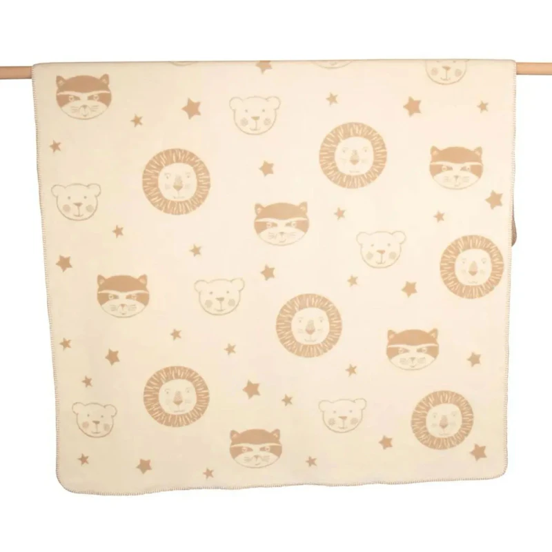 Mila Kids Blanket 150x200 cm Lion Raccoon Bear, Off-white