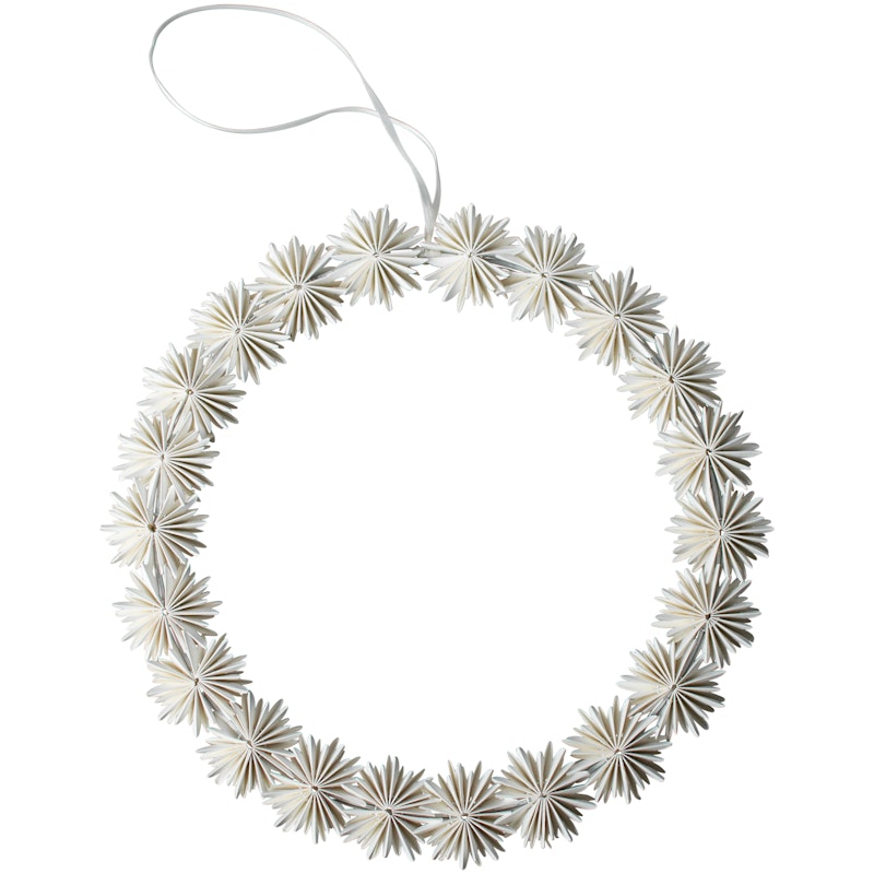 Paper Flake Wreath 35 cm, White