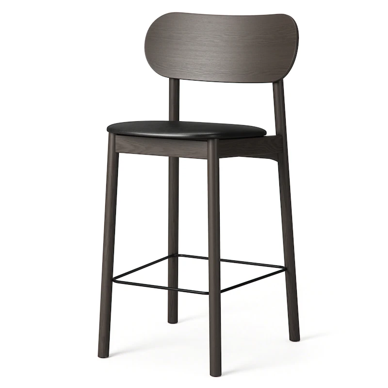 Elephant Bar Chair, Dark Oak / Black Leather