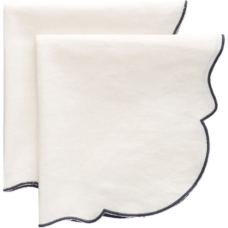 Gia Napkin 45x45 cm 2-pack, White / Blue