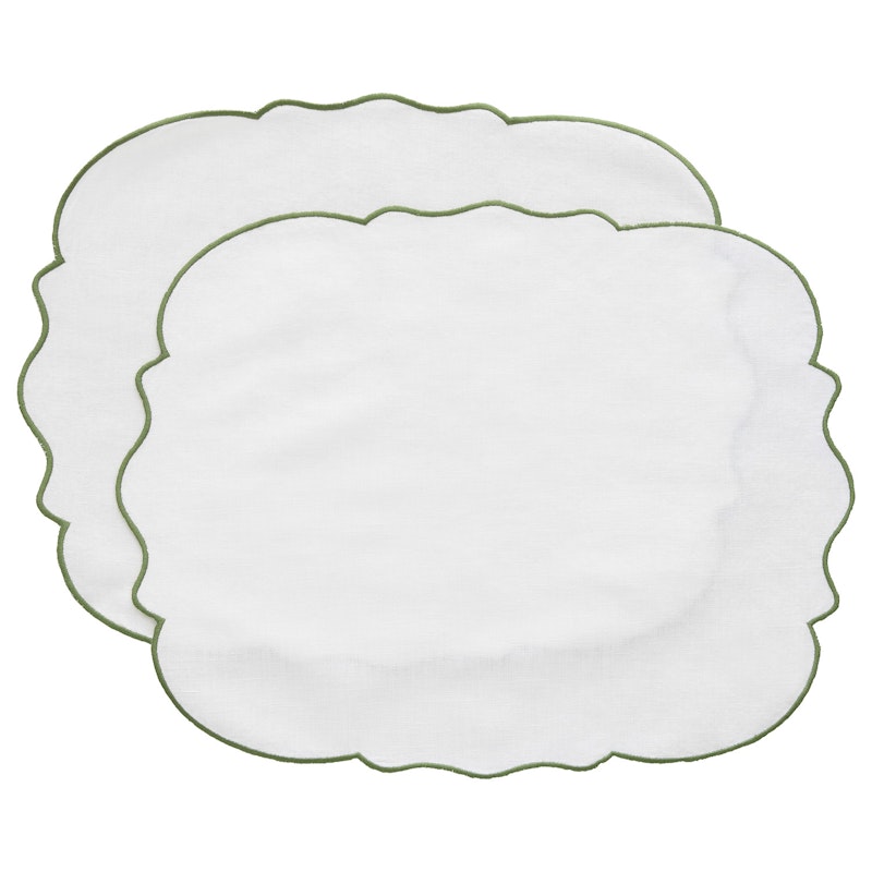 Gia Placemat 35x45 cm 2-pack, White / Green
