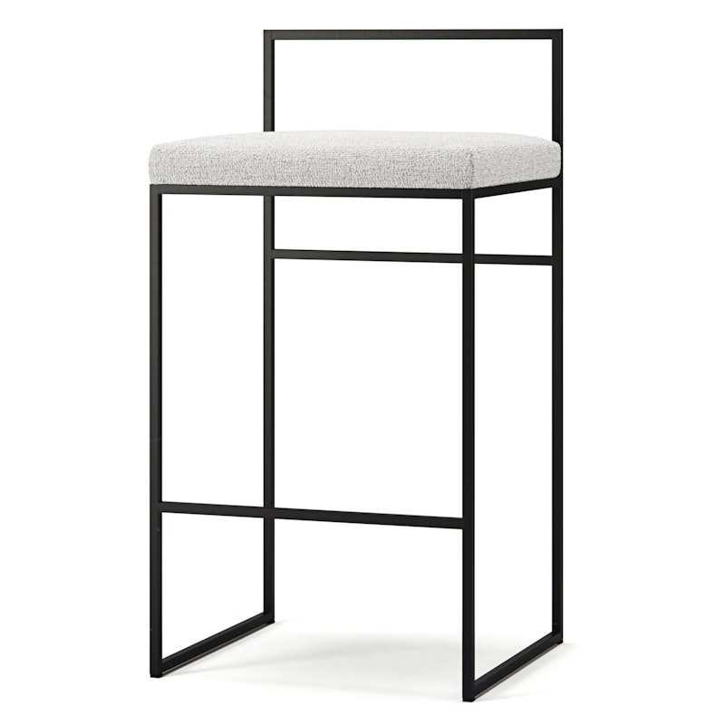 Bar Stool With Backrest 80 cm, Black / Pacific White