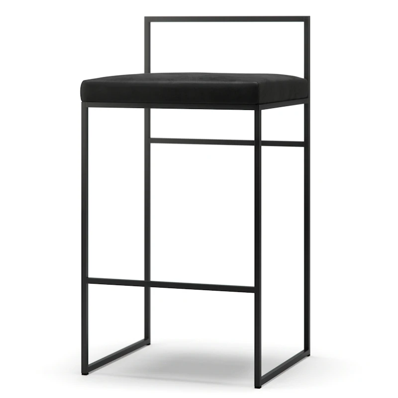 Bar Stool With Backrest 80 cm, Black / Black Velvet