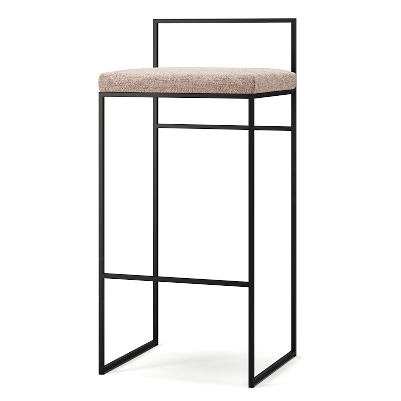 Bar Stool With Backrest 90 cm, Black / Pale Rose