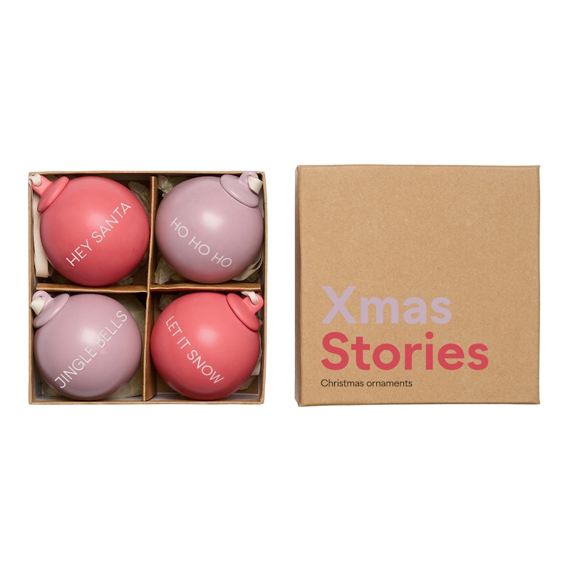 Xmas Stories Baubles 6 cm 4-pack, Pink