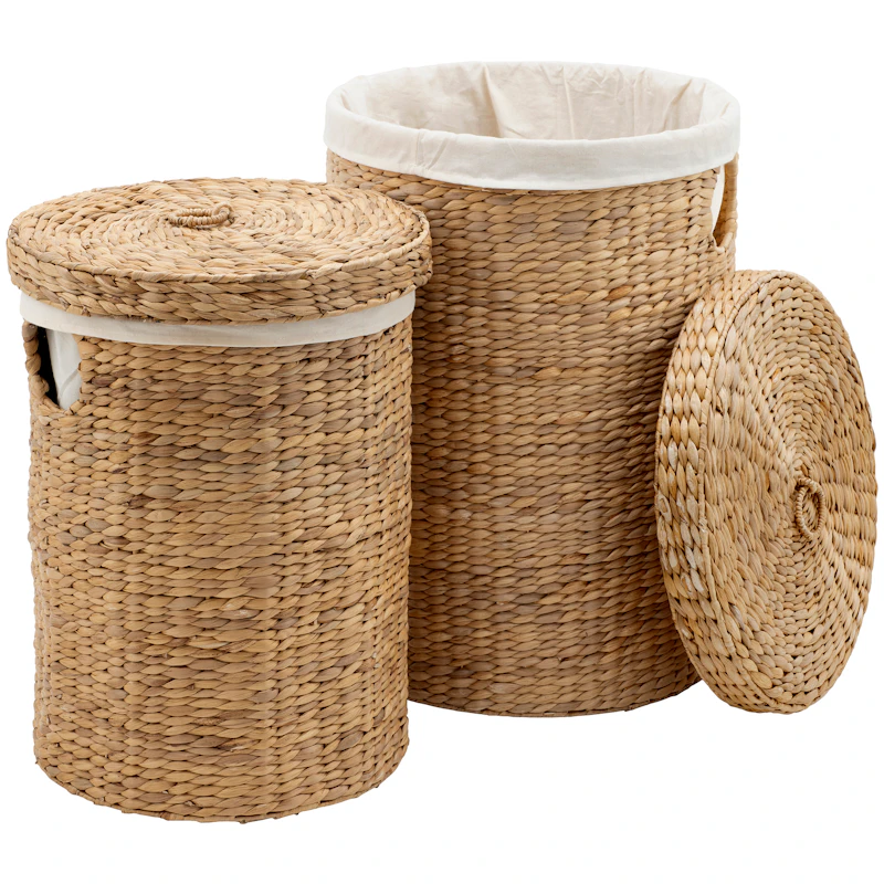 Laundry Baskets Water Hyacinth Round 2-pack