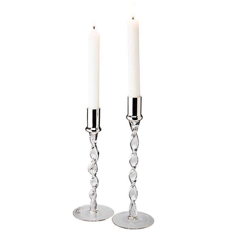 Twist candlestick 2pcs chromed top height 24cm