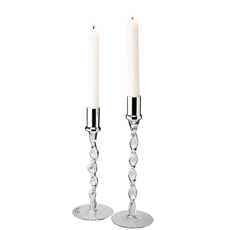 Twist candlestick 2pcs chromed top height 24cm