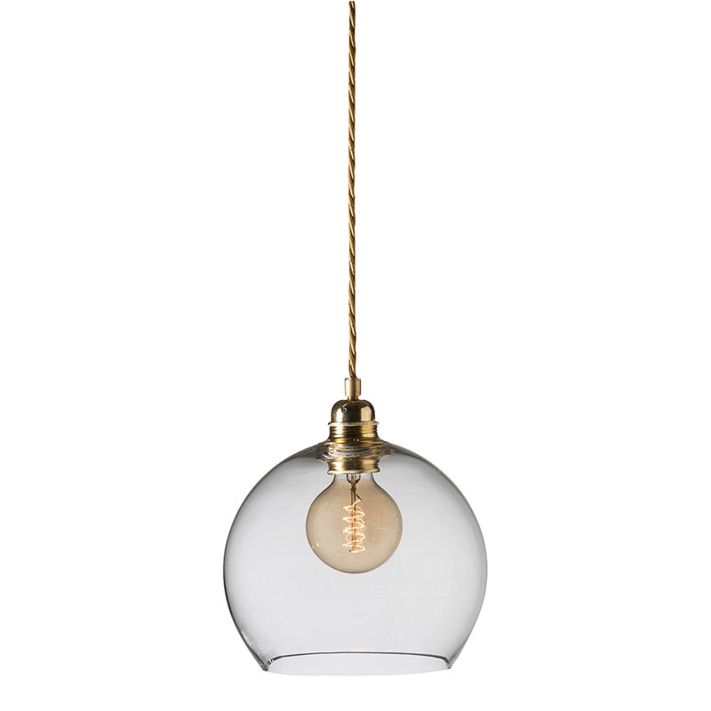 Rowan Pendant Ø22cm, Clear/Brass