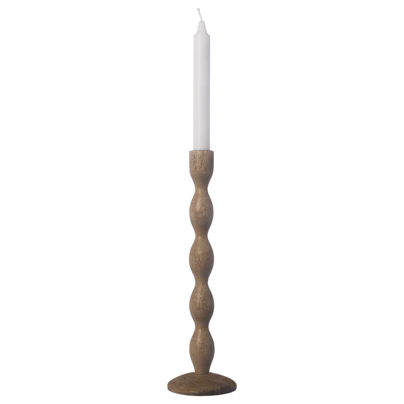 Candlestick Dark Brown Wood 31 cm, Natural