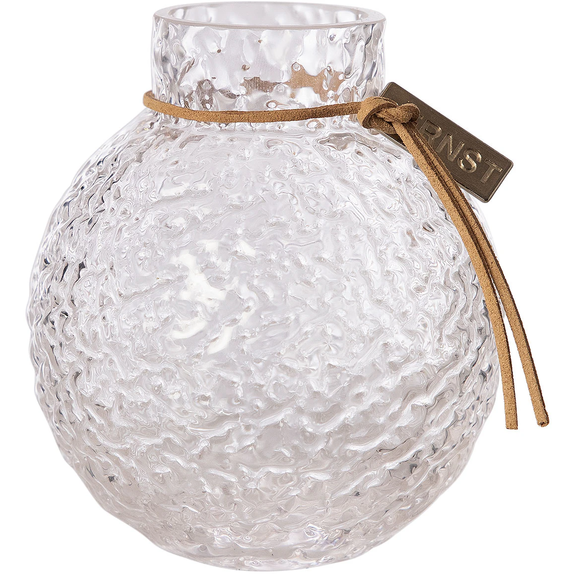 Ernst Vase Round With Patterned Structure H10 cm - Vases Glass Clear