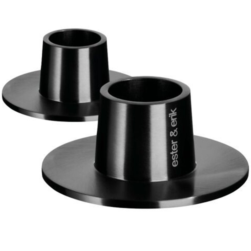 Candlestick matte Ø6 cm 2-pack, Matte Black