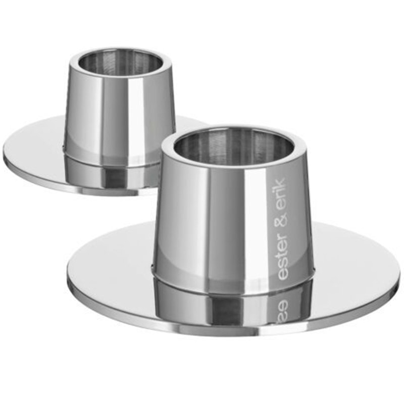 Candlestick Shiny Ø6 cm 2-pack, Shiny Silver