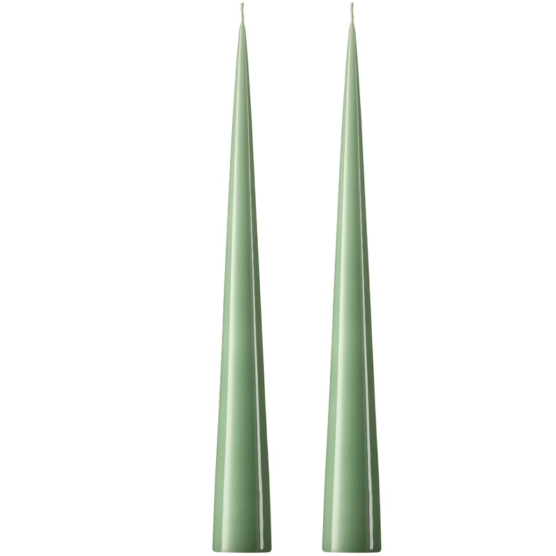 Cone Candles Lacquered 37 cm 2-pack, Eucalytus
