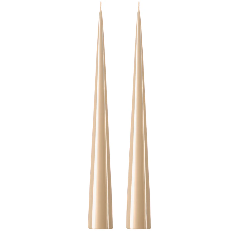 Cone Candles Lacquered 37 cm 2-pack, Ice Latte
