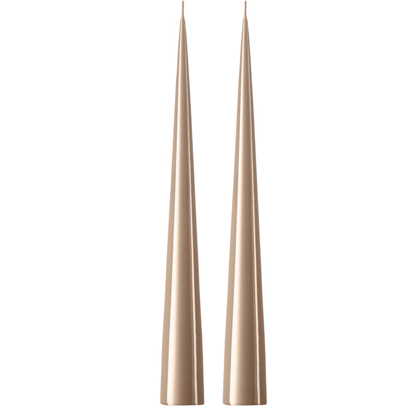 Cone Candles Lacquered 37 cm 2-pack, Nougat Note