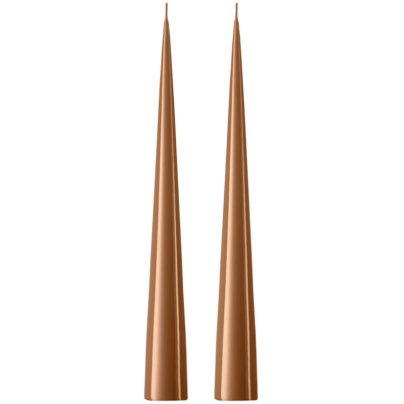 Cone Candles Lacquered 37 cm 2-pack, Raw Toffee