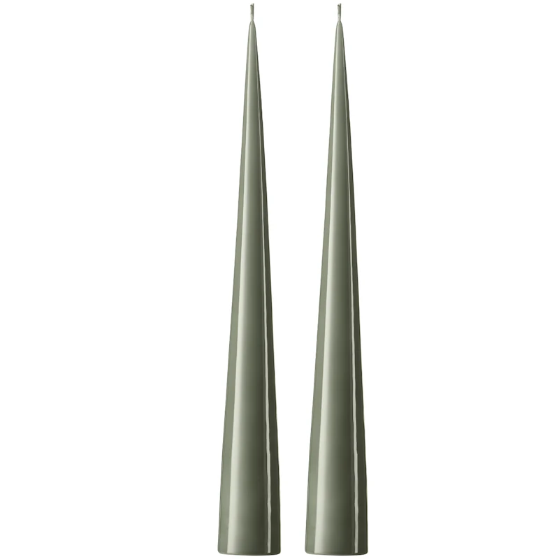 Cone Candles Lacquered 37 cm 2-pack, Green Soil