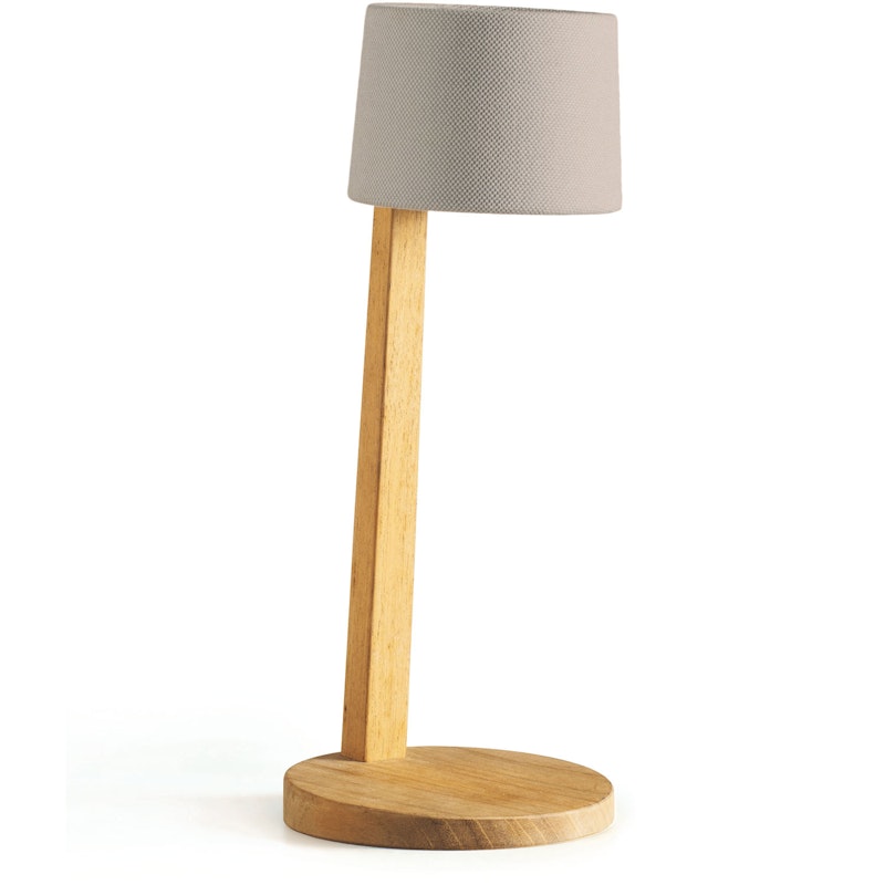 Gaia Table Lamp Portable Teak, Rubelli Argilla