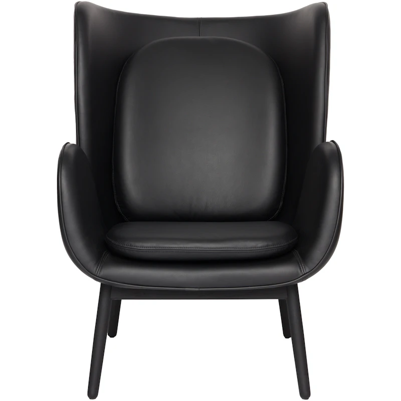 Enclose Armchair, Legs Black Stained Oak / Leather Elmosoft Black