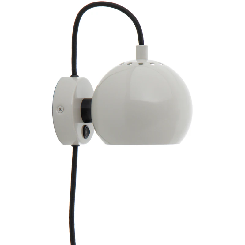 Ball Magnet Wall Lamp, Glossy Pale Grey