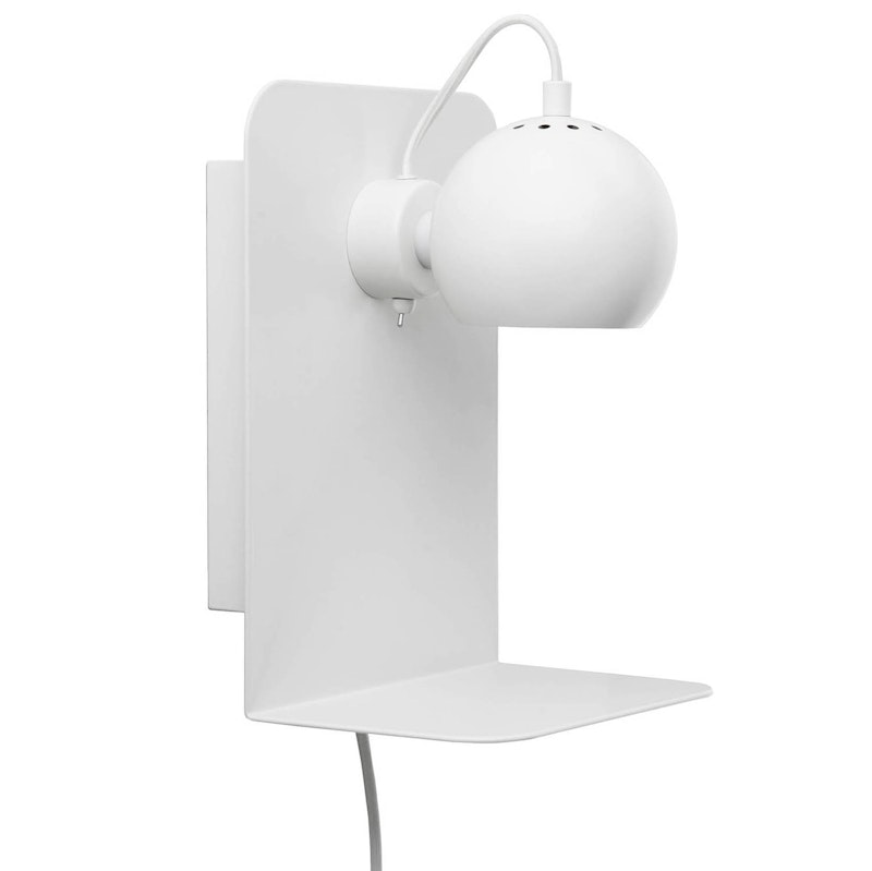 Ball metal Wall light with USB, Matt White