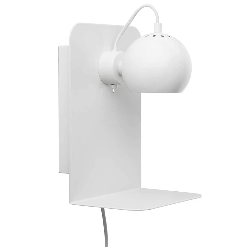 Ball metal Wall light with USB, Matt White