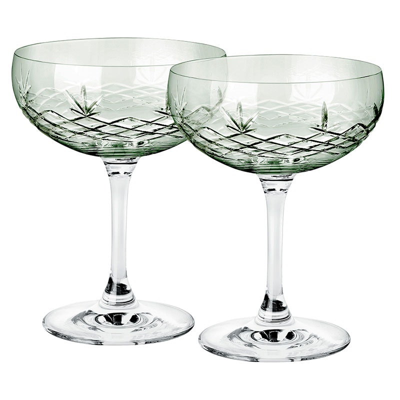 Crispy Gatsby Champagne Coupe 2 Pcs, Emerald