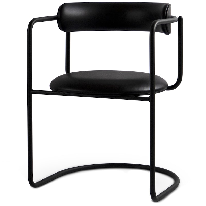 FF Cantilever Chair, Black Leather / Black