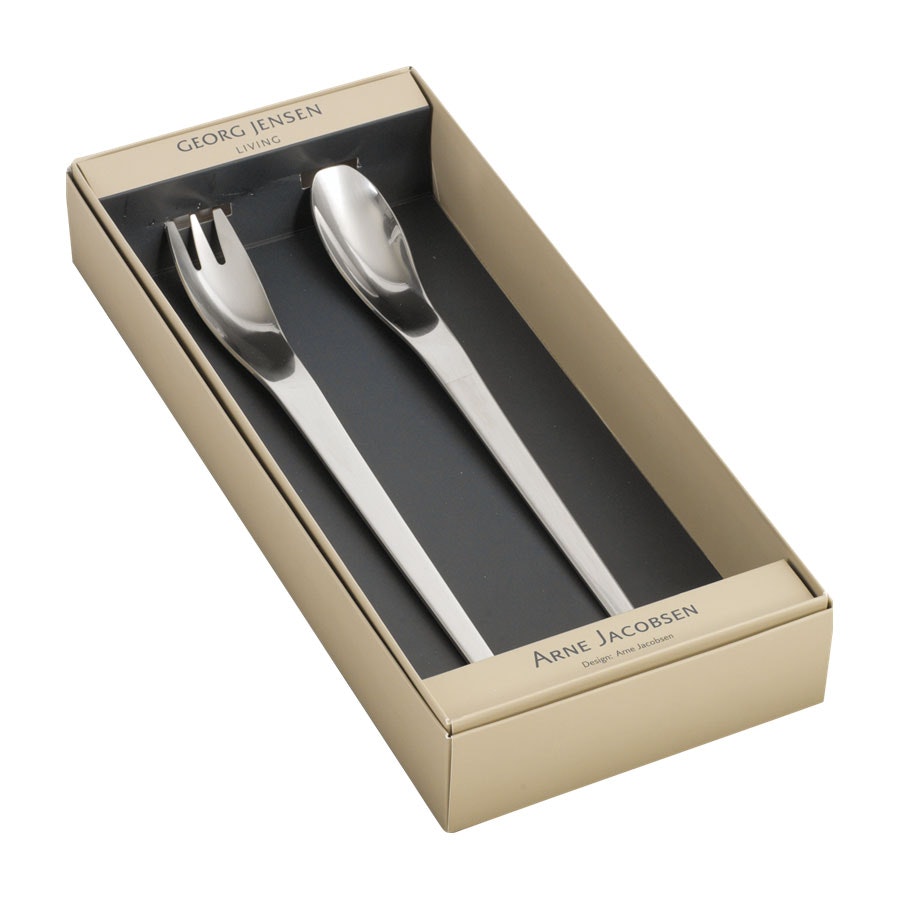 Georg Jensen Salad Server Set 2 Pcs Arne Jacobsen design Stainless Steel Cutlery set Modernist top wedding gift